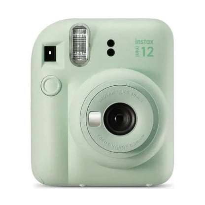 Câmera Instax Mini 12 verde menta em vista frontal
