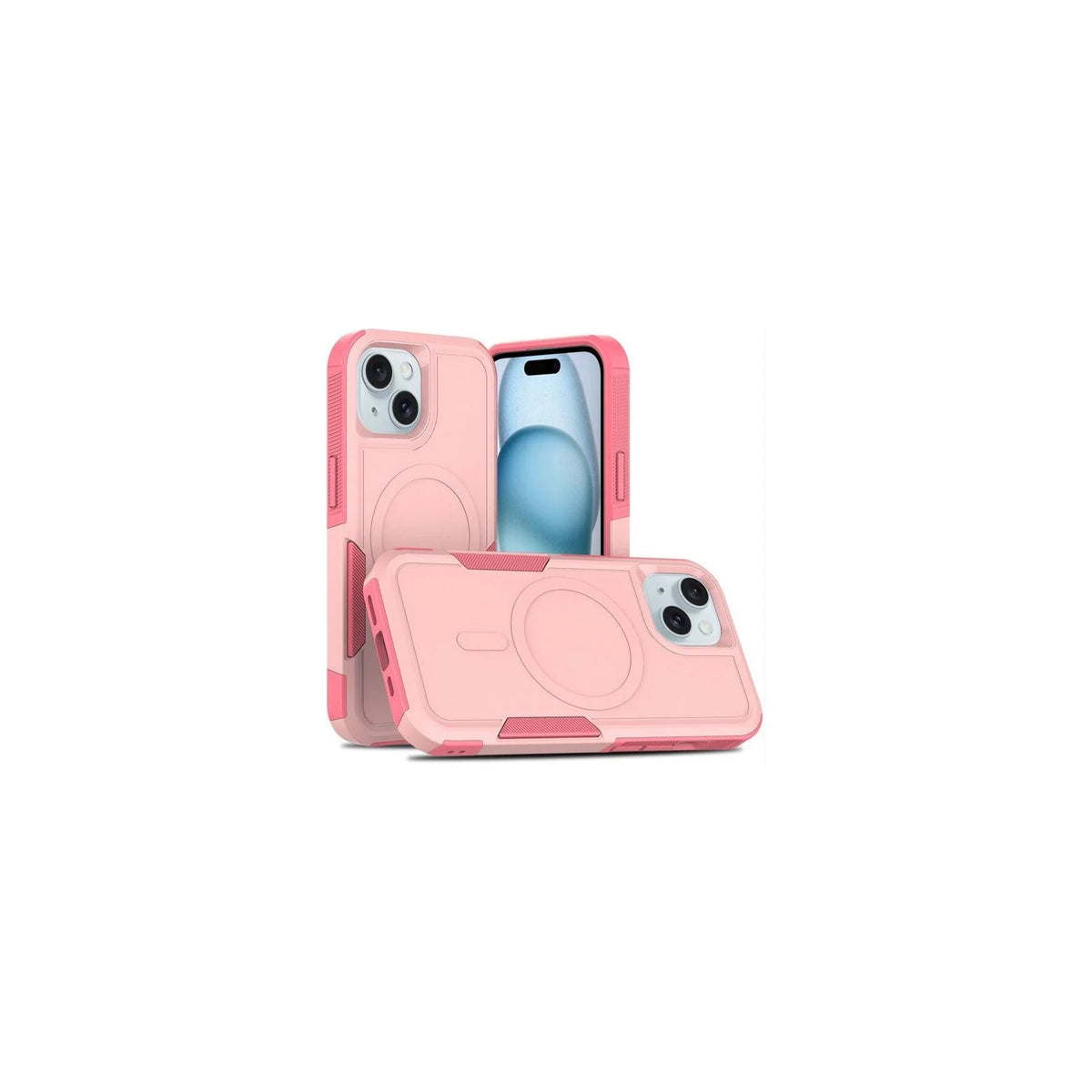 Capa Commander com MagSafe rosa para iPhone 14 em perspectiva
