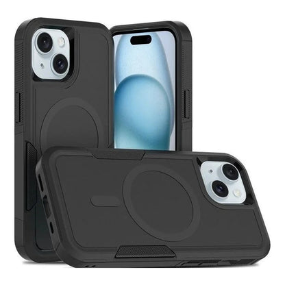 Capa Commander com MagSafe preta para iPhone 14 em vista traseira
