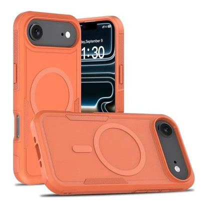 Capa Commander laranja com MagSafe para iPhone 17 AIR, vistas frontal e traseira