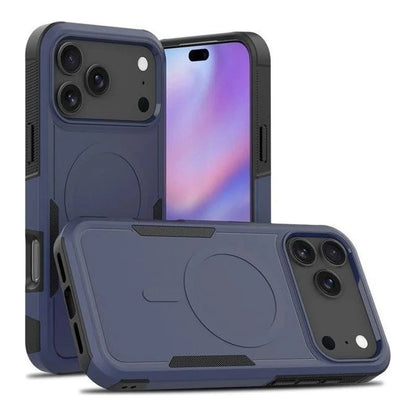 Capa Commander azul com preto com MagSafe para iPhone 17 PRO, vistas frontal e traseira