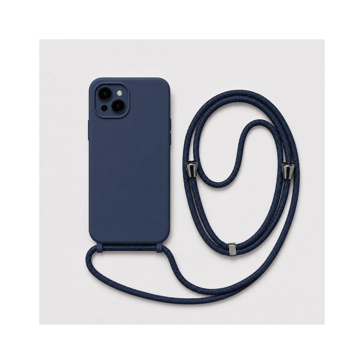 Capa Slim Bag rosa para iPhone 14 Plus em vista traseira com cordão
