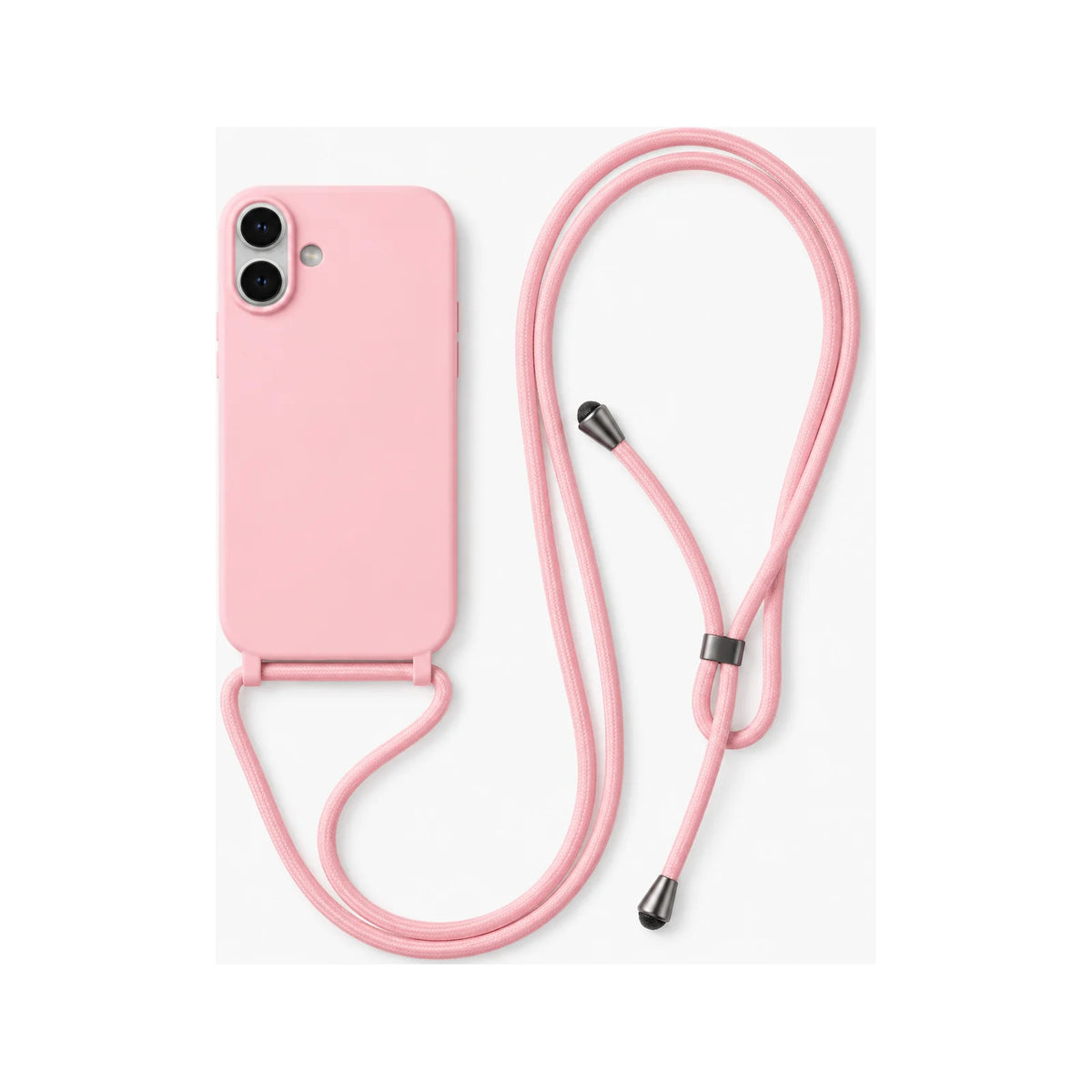 Capa Slim Bag verde para iPhone 17 em vista traseira com cordão
