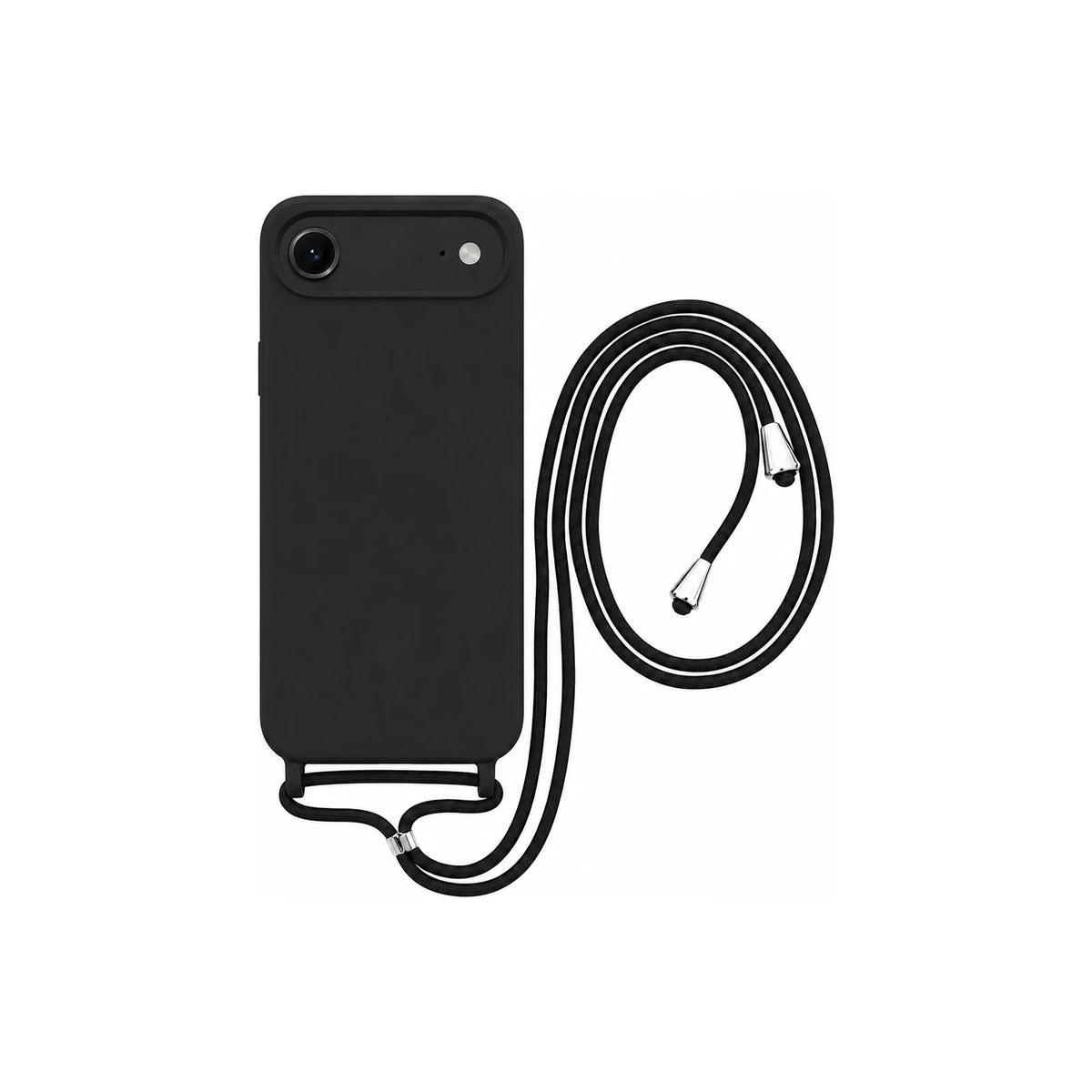 Capa Slim Bag preta para iPhone 17 Air em vista traseira com cordão

