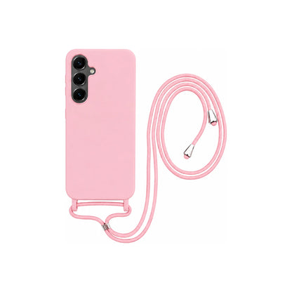 Capa Slim Bag rosa para Samsung Galaxy S25 em vista traseira com cordão
