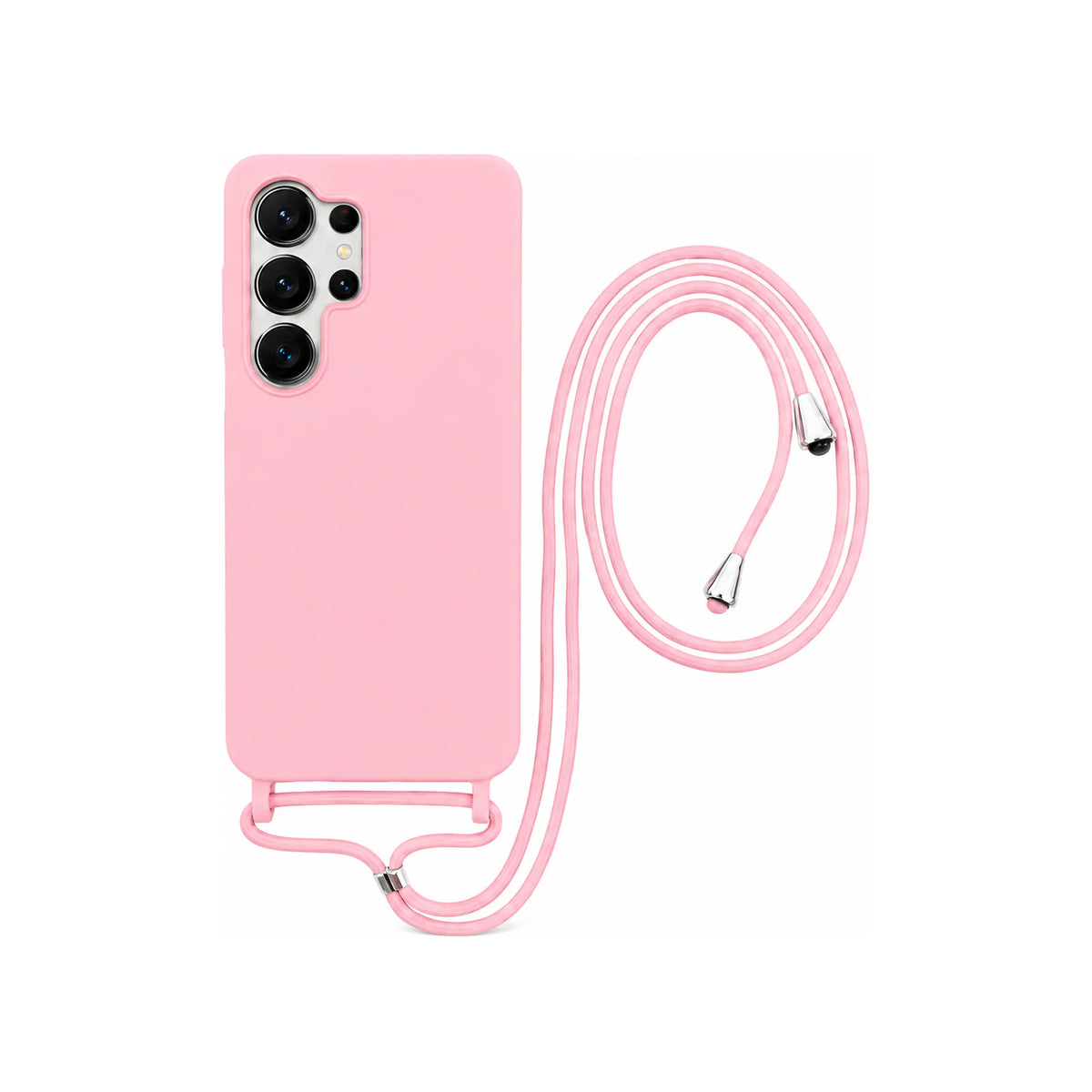 Capa Slim Bag rosa para Samsung Galaxy S25 Ultra em vista traseira com cordão
