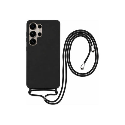 Capa Slim Bag preta para Samsung Galaxy S26 Ultra em vista traseira com cordão
