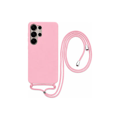 Capa Slim Bag rosa para Samsung Galaxy S26 Ultra em vista traseira com cordão

