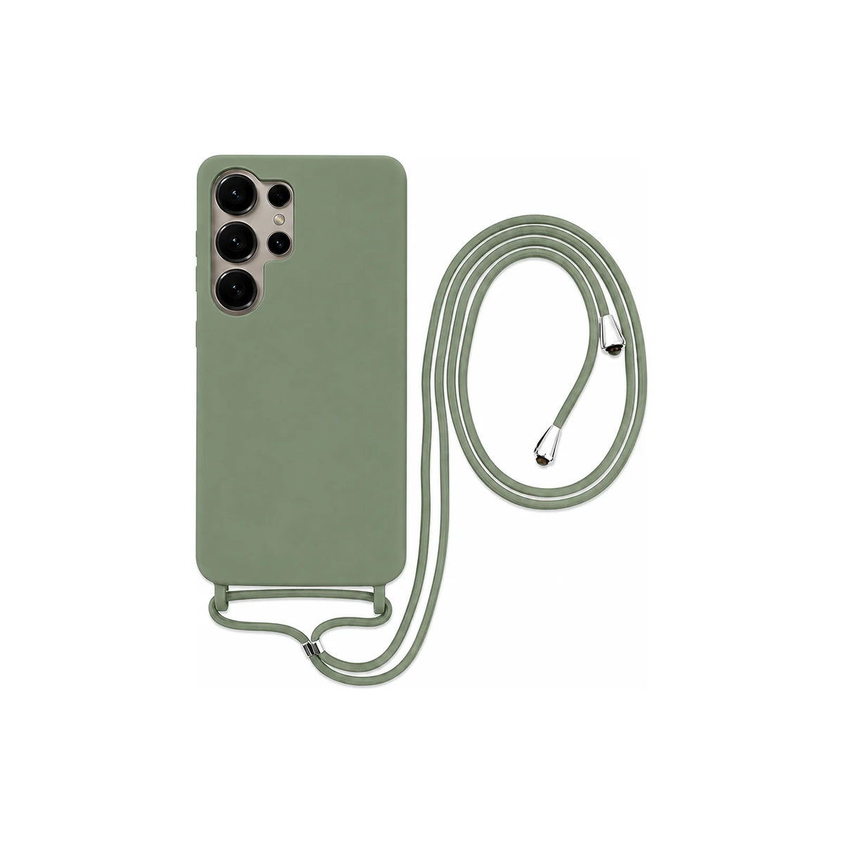 Capa Slim Bag verde para Samsung Galaxy S26 Ultra em vista traseira com cordão
