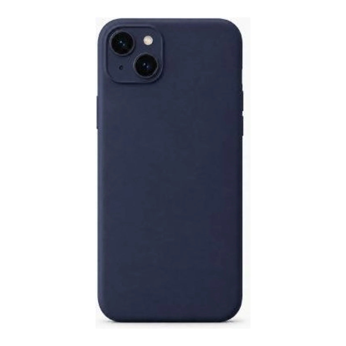 Capa Slim Lisa azul-marinho instalada no iPhone 13, vista traseira