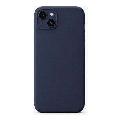 Capa Slim Lisa azul-marinho instalada no iPhone 13, vista traseira