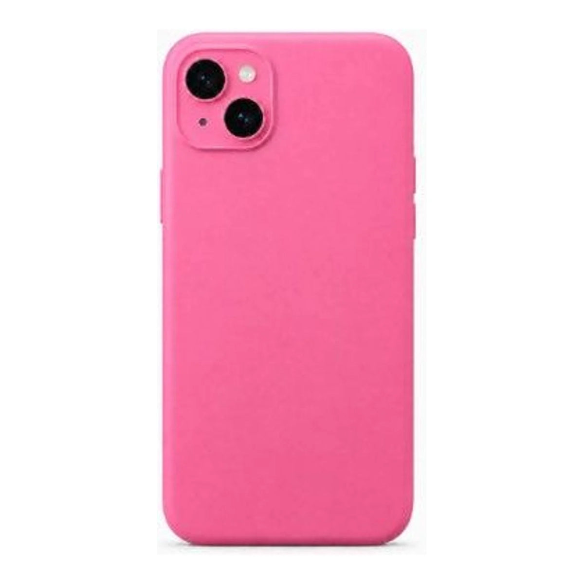 Capa Slim Lisa rosa instalada no iPhone 14, vista traseira