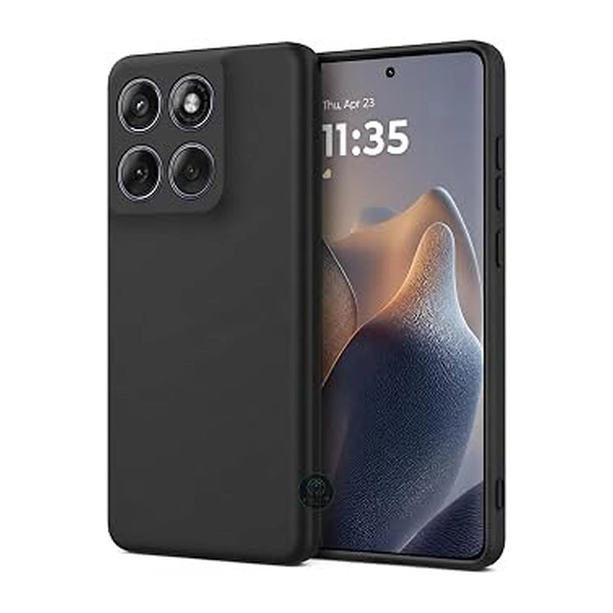 Capa Slim Lisa preta para Motorola Edge 70 Pro com o aparelho em duas vistas