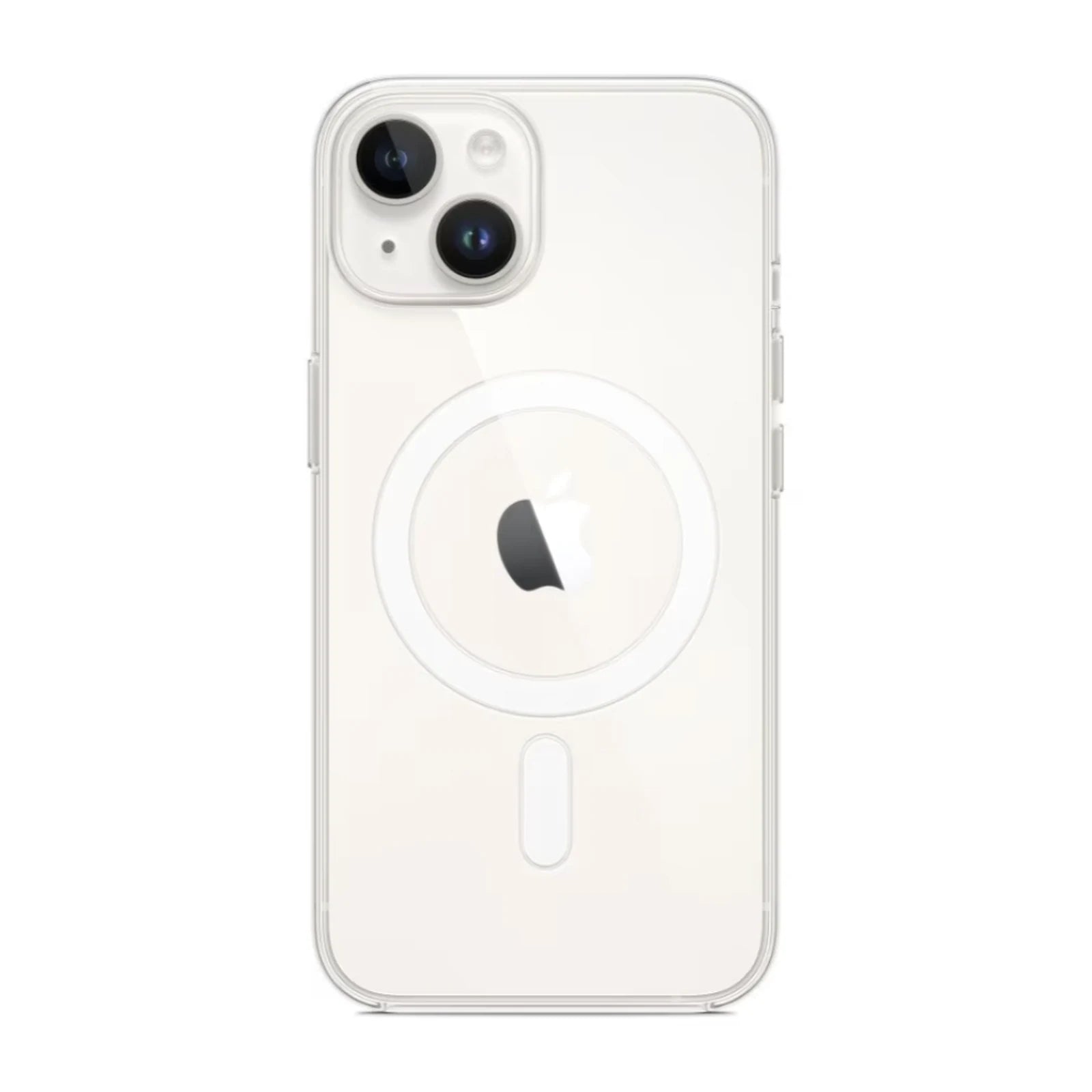 Capa transparente Ultra Impactor Clear MagSafe para iPhone 14 aplicada em aparelho branco
