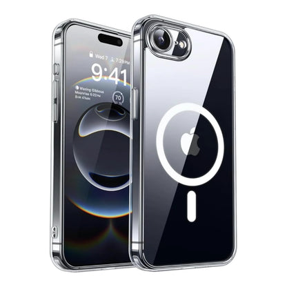 Capa transparente Ultra Impactor Clear MagSafe para iPhone 16E preto, vista frontal e traseira