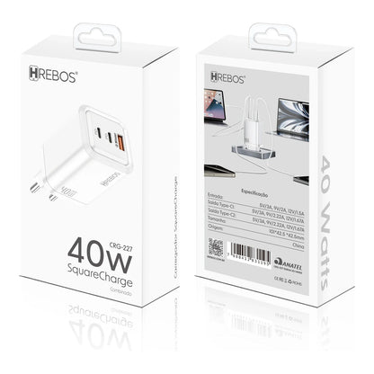 Embalagens frontal e traseira do Carregador Hrebos CRG-227 branco