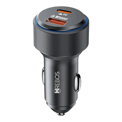 Carregador Veicular Hrebos Autocharge Pro CRV-208 preto em vista frontal