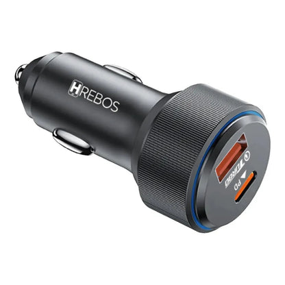 Carregador Veicular Hrebos Autocharge Pro CRV-208 preto em perspectiva