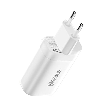 Carregador Hrebos CRG-202 branco em vista traseira