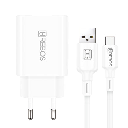 Carregador Hrebos CRG-214 branco com cabo USB-A para USB-C