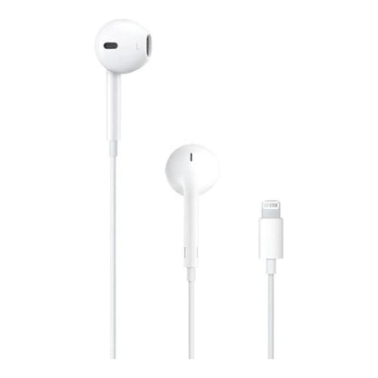 Par de Fones Apple EarPods brancos com fio e conector Lightning