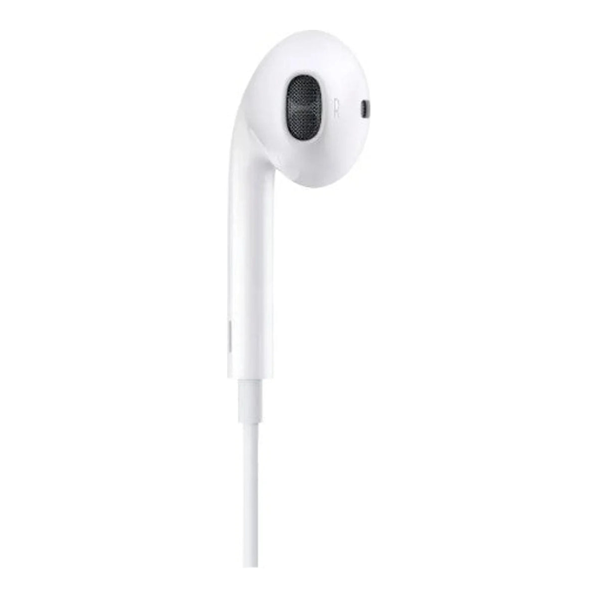 Fones de Ouvido Apple EarPods brancos em vistas frontal e lateral
