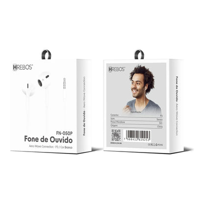 Fone de Ouvido Hrebos FN-050 (HS-050) P2 Branco - imagem 5 de 5