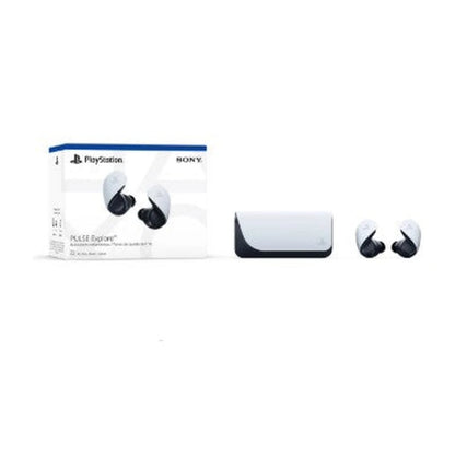 Kit Sony Pulse Explore branco com embalagem, estojo e fones de ouvido