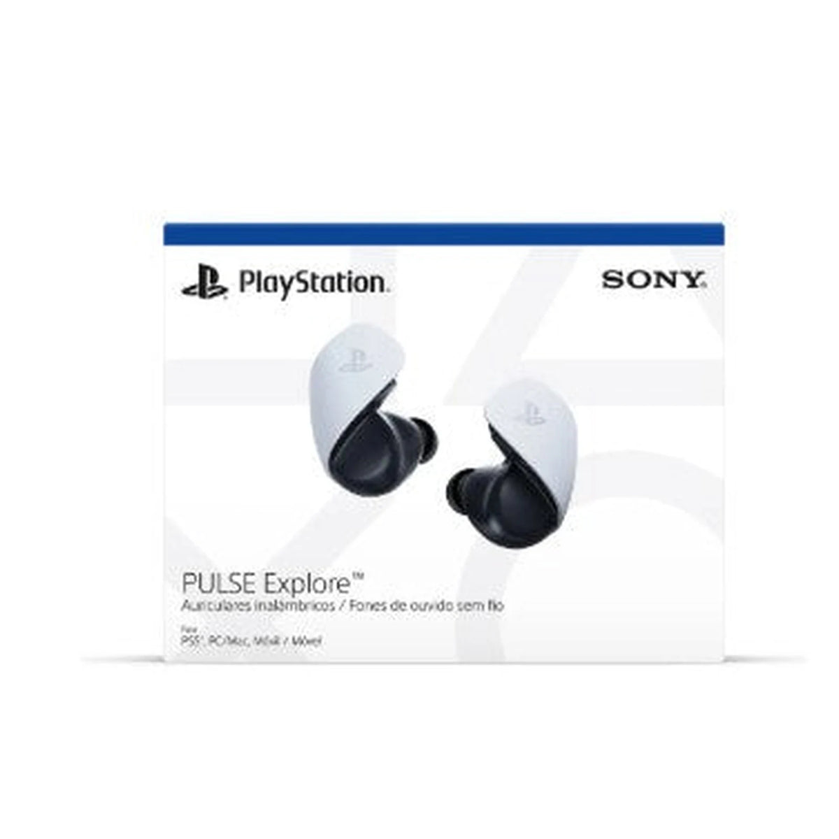 Embalagem frontal do Fone de Ouvido sem Fio Sony Pulse Explore branco