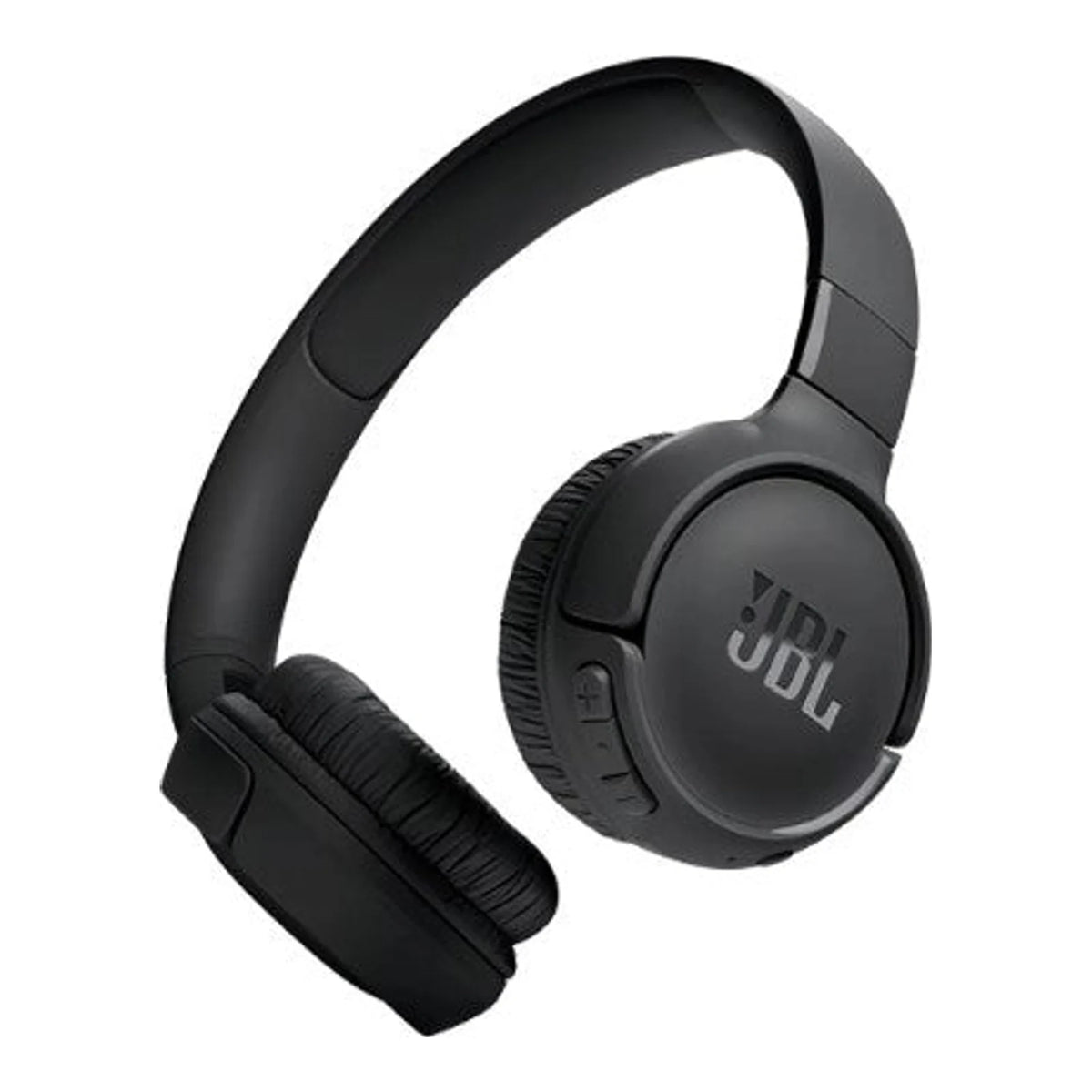 Headphone JBL Tune 520BT preto em perspectiva lateral