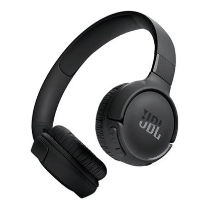 Headphone JBL Tune 520BT preto em perspectiva lateral