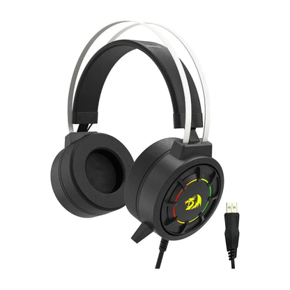 Headset Gamer Redragon Grendel H314 preto com iluminação RGB e cabo USB