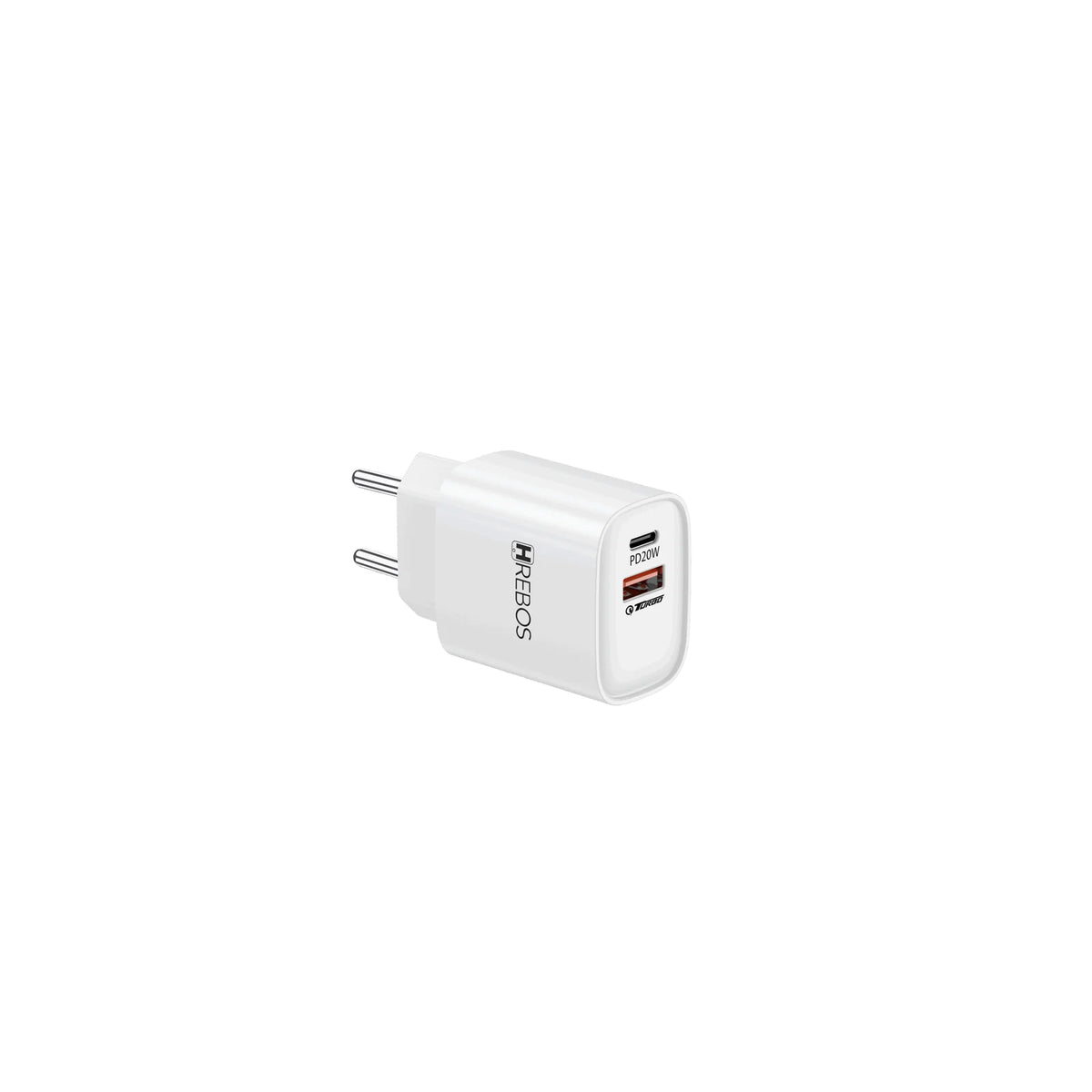 Carregador Hrebos CRG-232 branco em perspectiva frontal