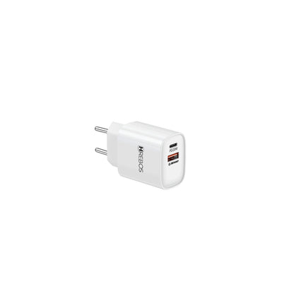 Carregador Hrebos CRG-232 branco em perspectiva frontal