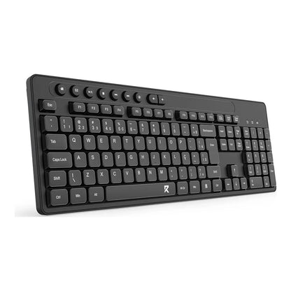 Detalhe frontal do teclado Redragon BS-092 preto com teclas multimídia