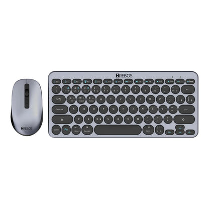 Kit teclado e mouse sem fio Hrebos ZenKeys IF-241 prata em vista frontal