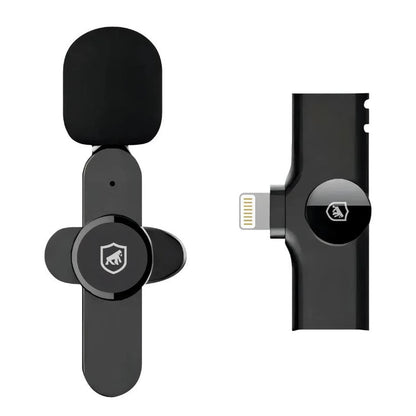 Vistas frontal e traseira do Microfone de Lapela Gshield Flex Lightning preto