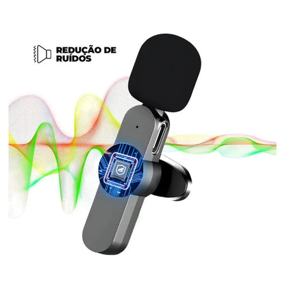 Microfone de Lapela Gshield Flex Lightning preto com espuma e clipe