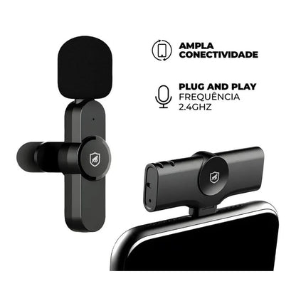 Detalhe do Microfone de Lapela Flex Tipo-C Gshield Preto