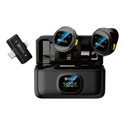 Kit Hrebos BragiMic MF-103 com dois microfones, estojo e receptores