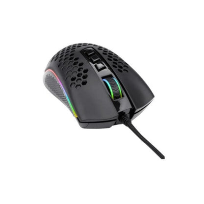 Mouse Gamer Redragon Storm RGB preto em perspectiva frontal