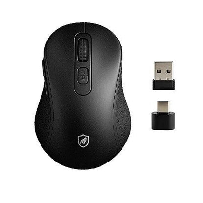 Mouse sem Fio Gshield Hybrid preto com adaptadores USB-A e USB-C