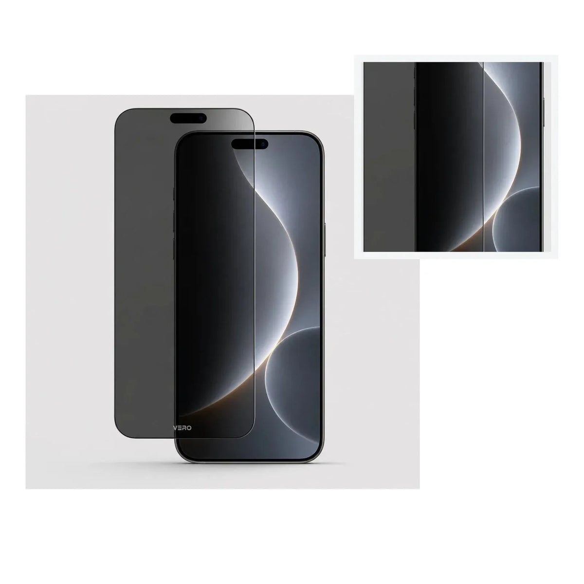 Detalhe da Película de Privacidade Iron Shield iPhone 16 Pro Max / 17 Pro Max
