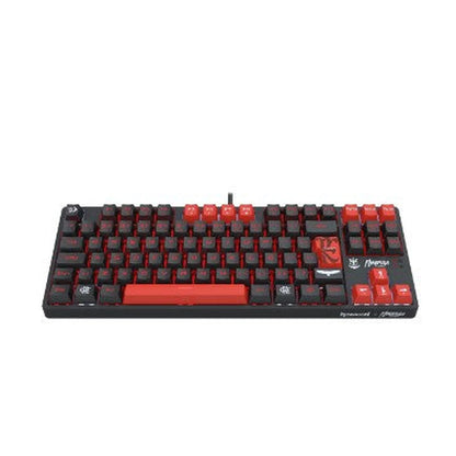 Teclado Mecânico Gamer Redragon Flamengo Nation preto e vermelho em vista frontal