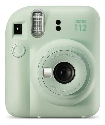 Câmera Instax Mini 12 verde menta em vista frontal
